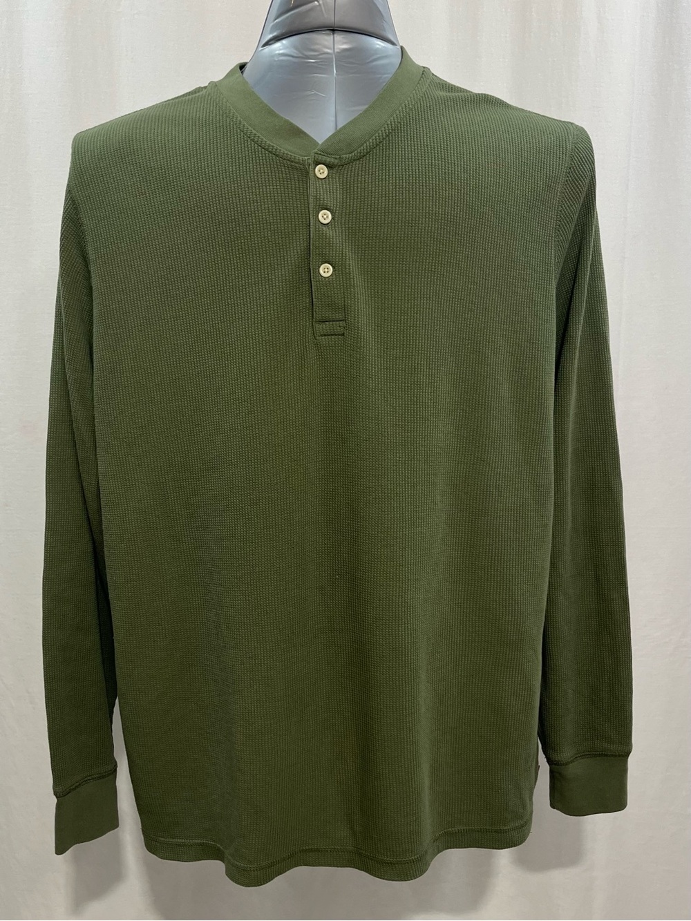 Levi's Olive Green Waffle-Knit Long Sleeve Henley men’s 2XL relax fit 1495
